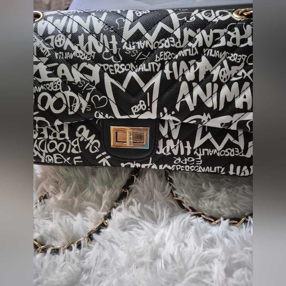 Black and White Graffiti Shoulder Bag